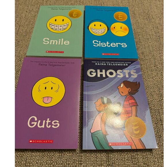 Raina Telgemeier Graphic Novel Book Bundle (Sisters, Ghosts, Guts, Smile) - Picture 1 of 5